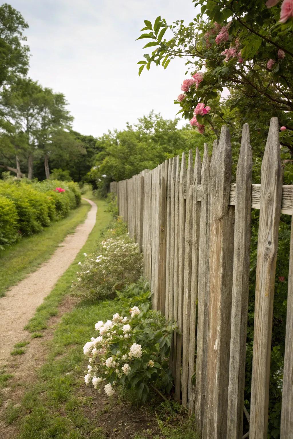 Reclaimed wood fences add charm and a sense of history.