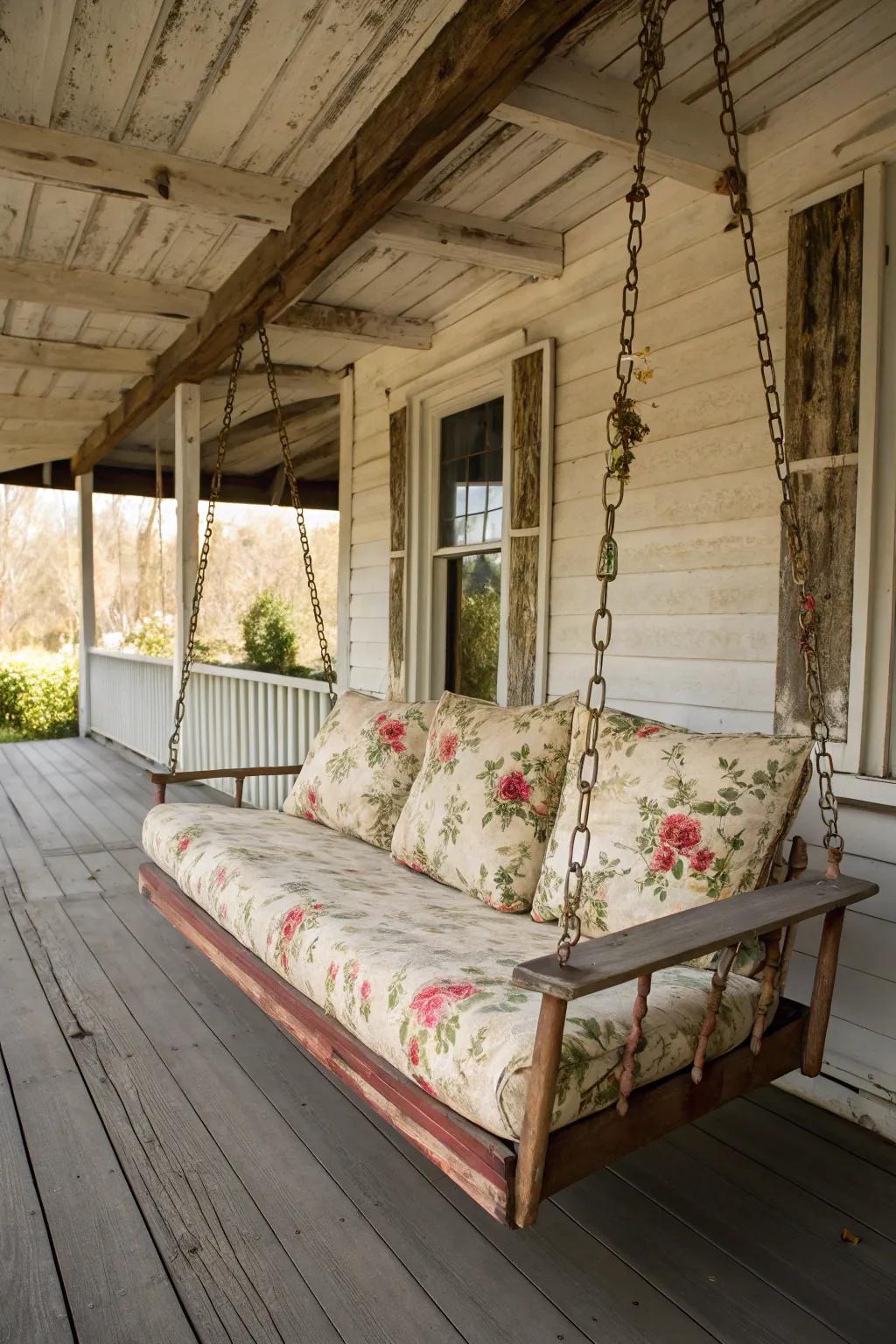 Swing into relaxation with a charming porch swing.