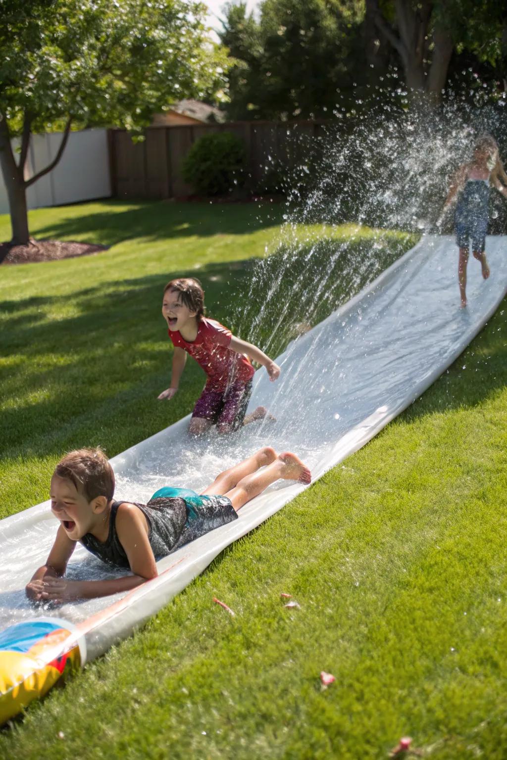 Simple joy: a DIY slip n' slide for endless fun.