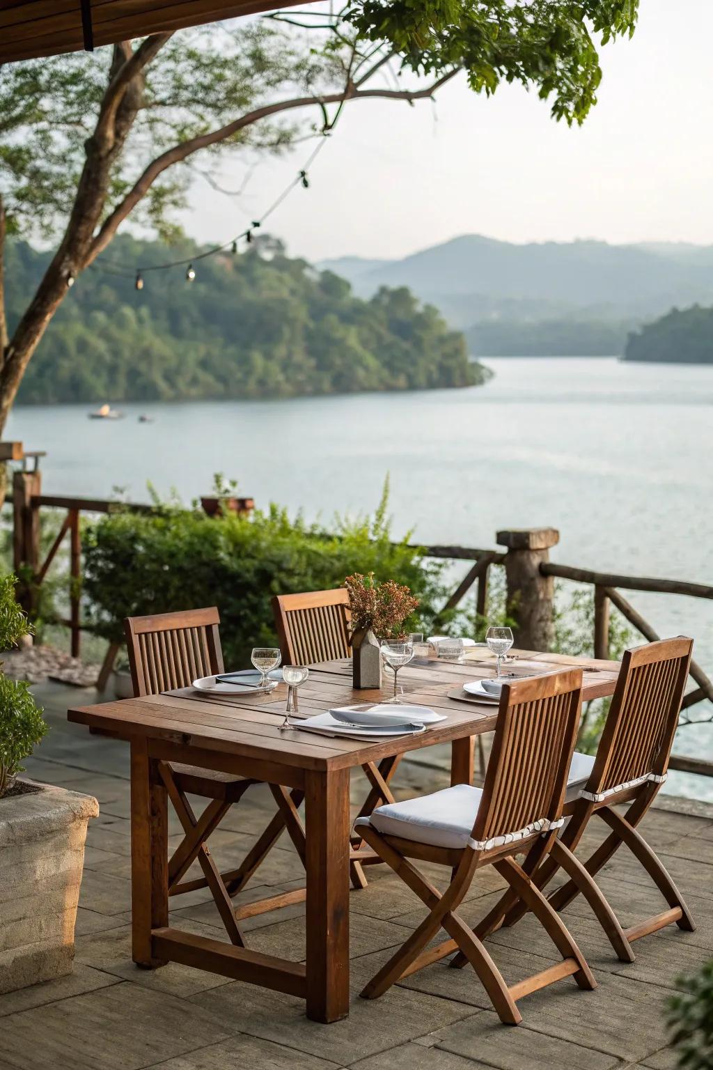 An inviting dining setup perfect for meals with a view.