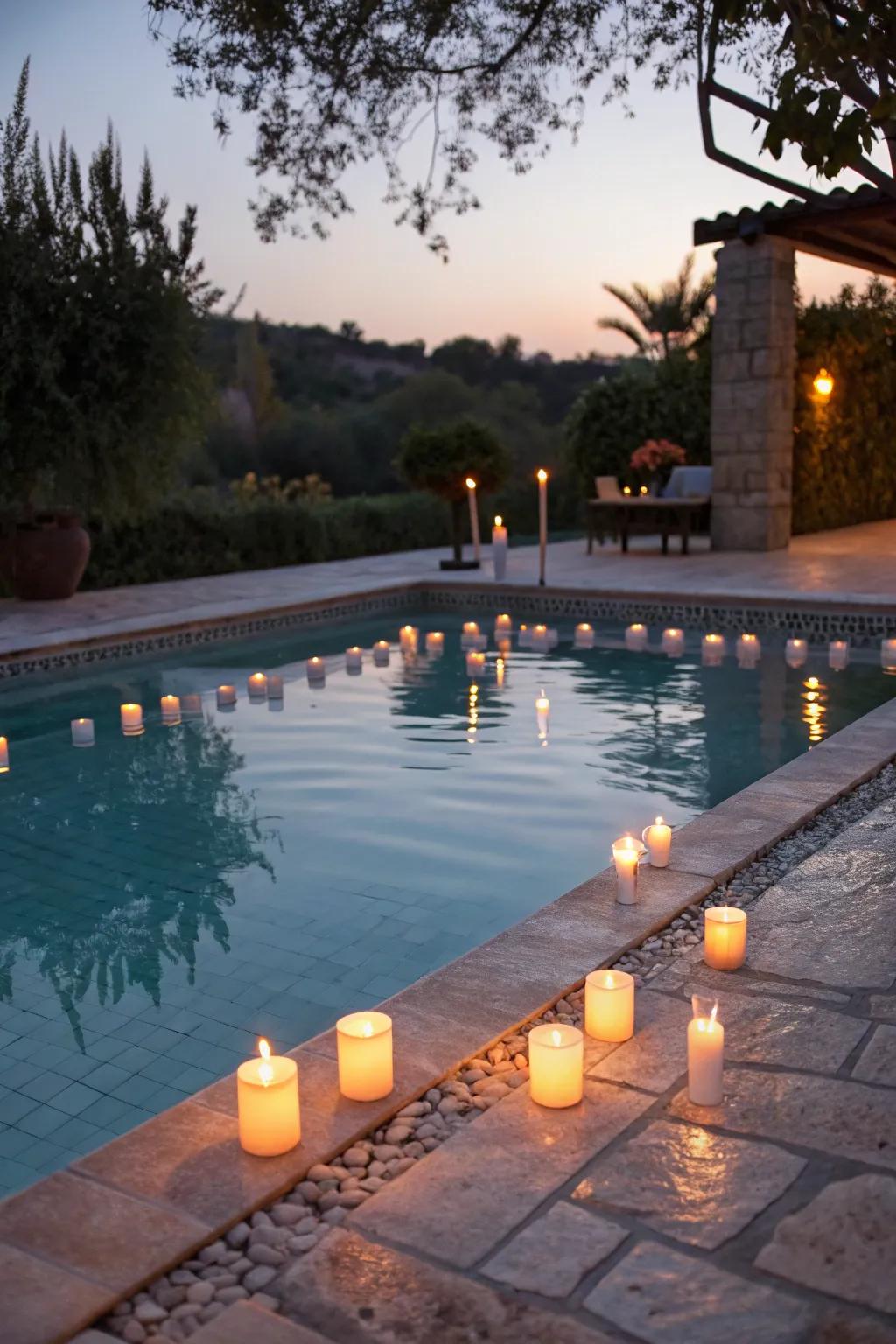 Enhance the mood with floating candlelight.