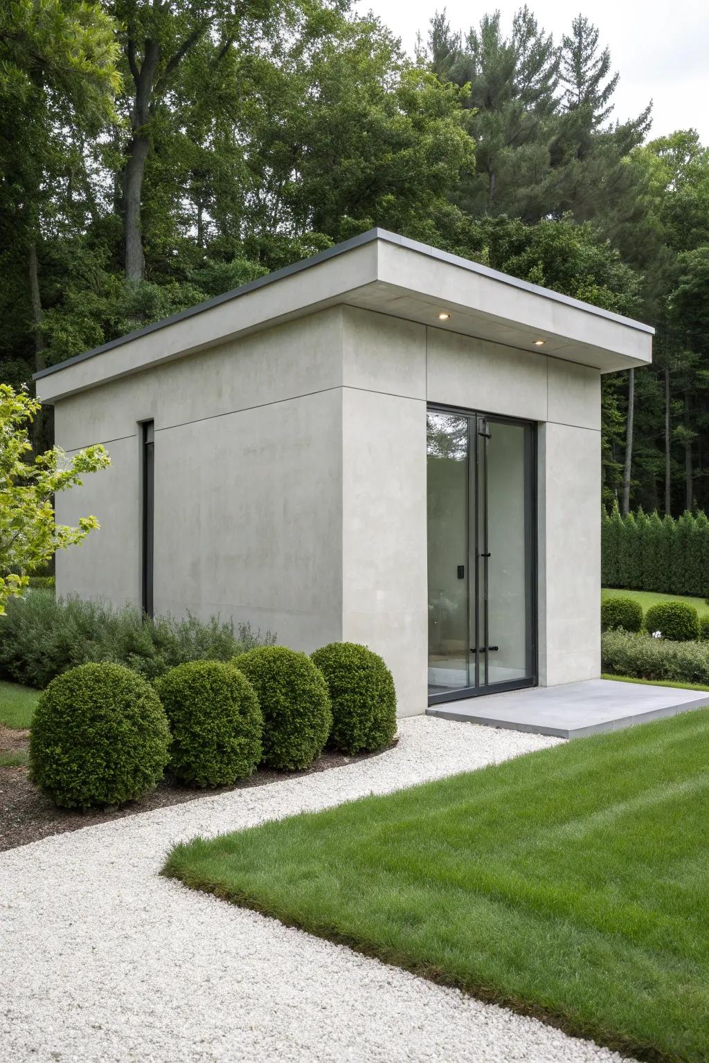 Embrace modern minimalism with this sleek, understated well pump house design, blending elegance with functionality.