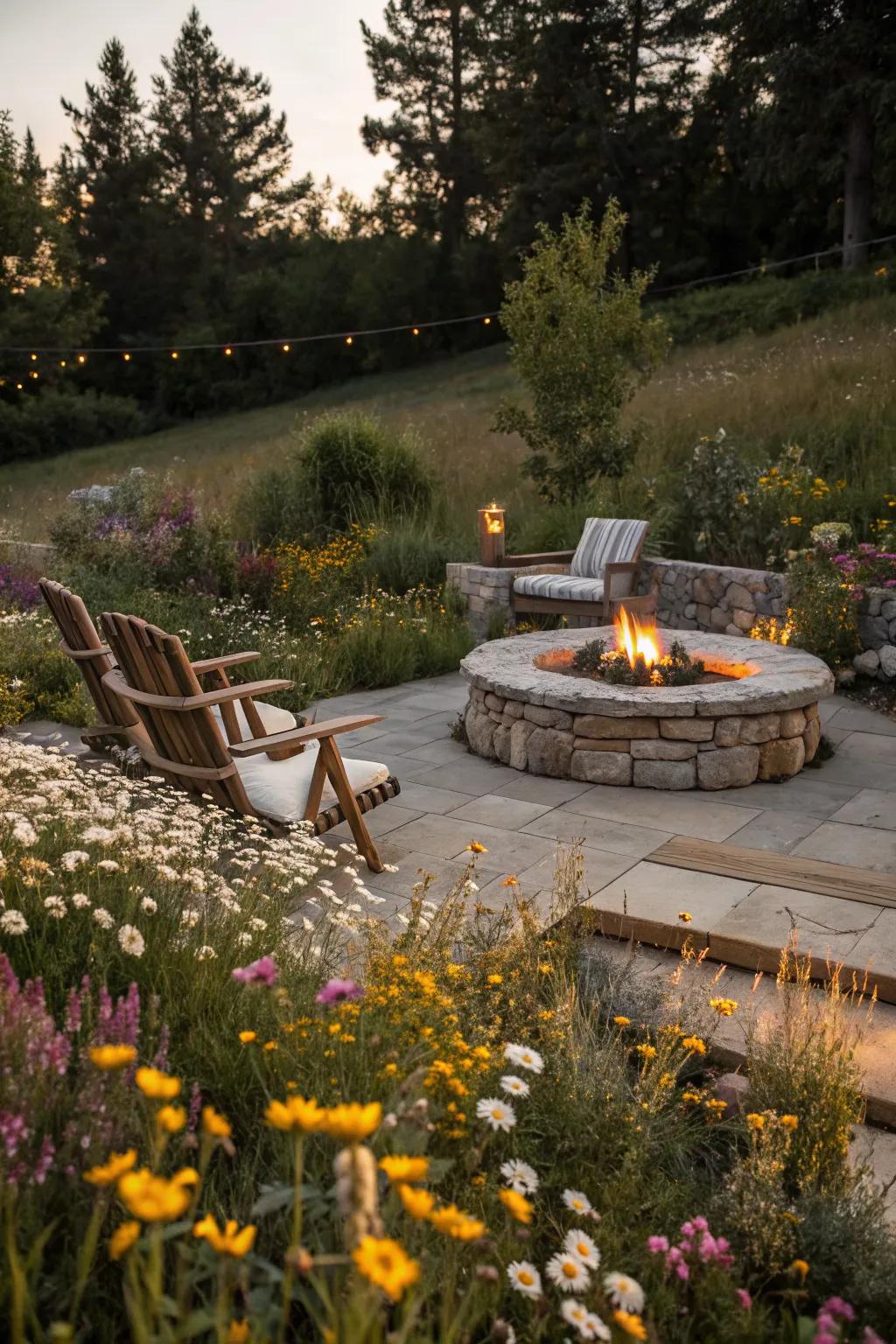 A warm and inviting fire pit nestled in nature.
