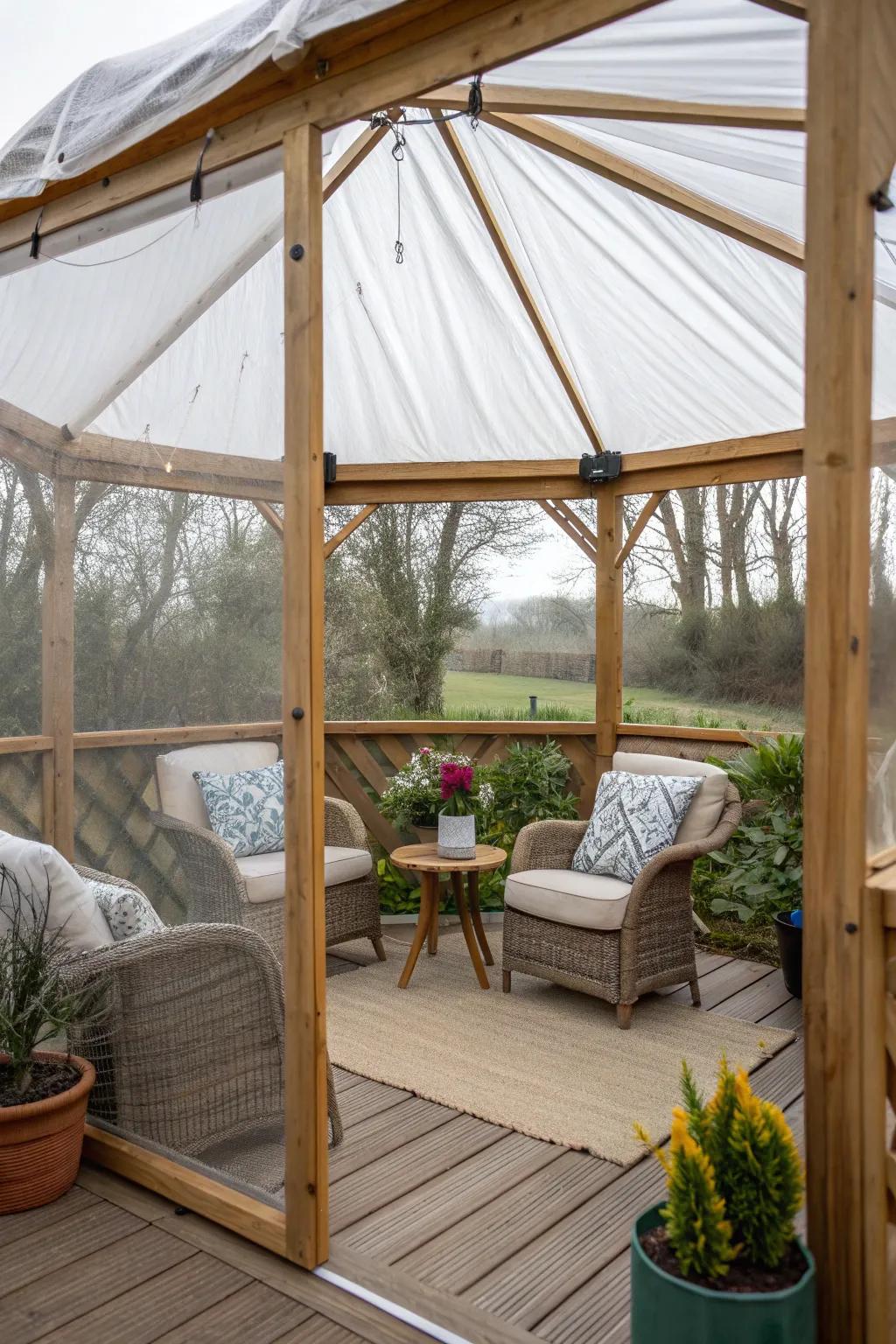 Outdoor rooms offer a sheltered space for all seasons.