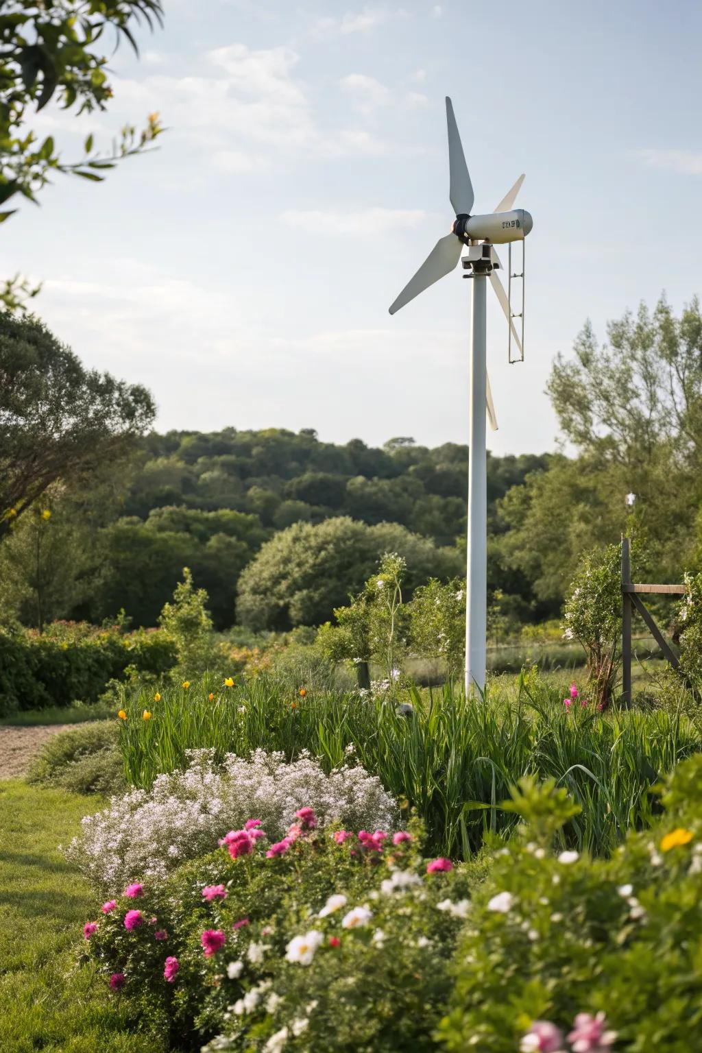Sleek mini wind turbine for your eco-friendly garden.