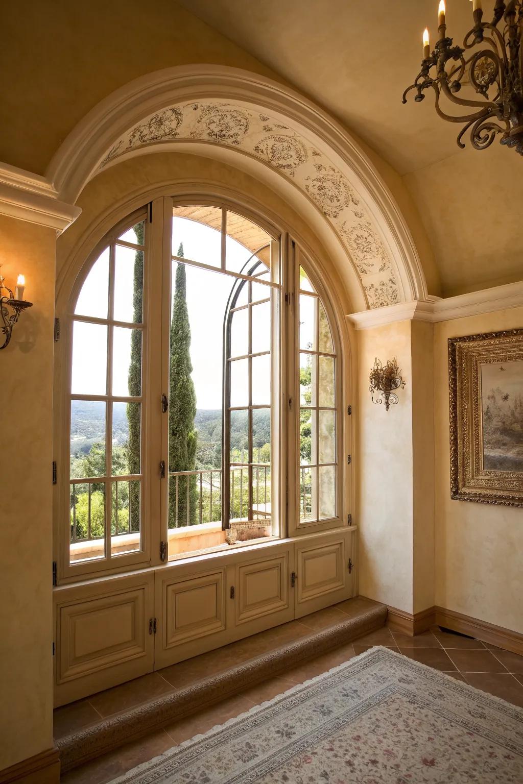 Arched trims offer an elegant, artistic touch.