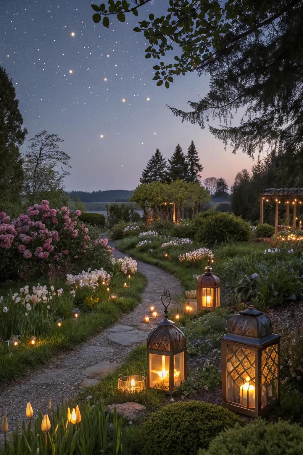 Soft lighting creates a magical ambiance in your garden.