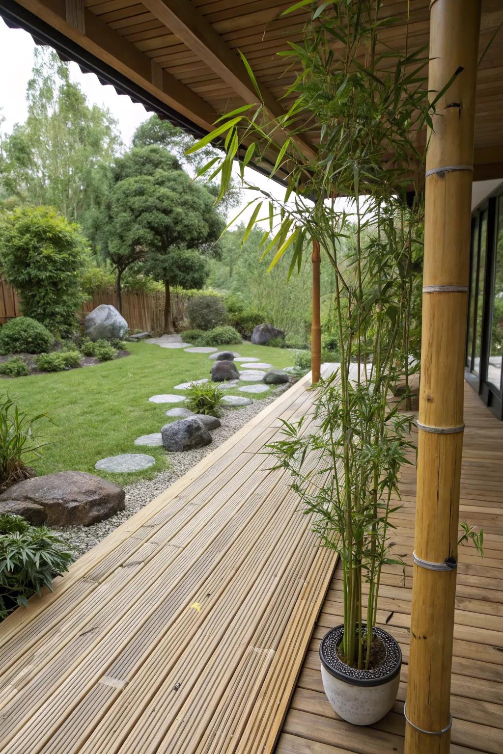 Bamboo decking is a sustainable and stylish option.