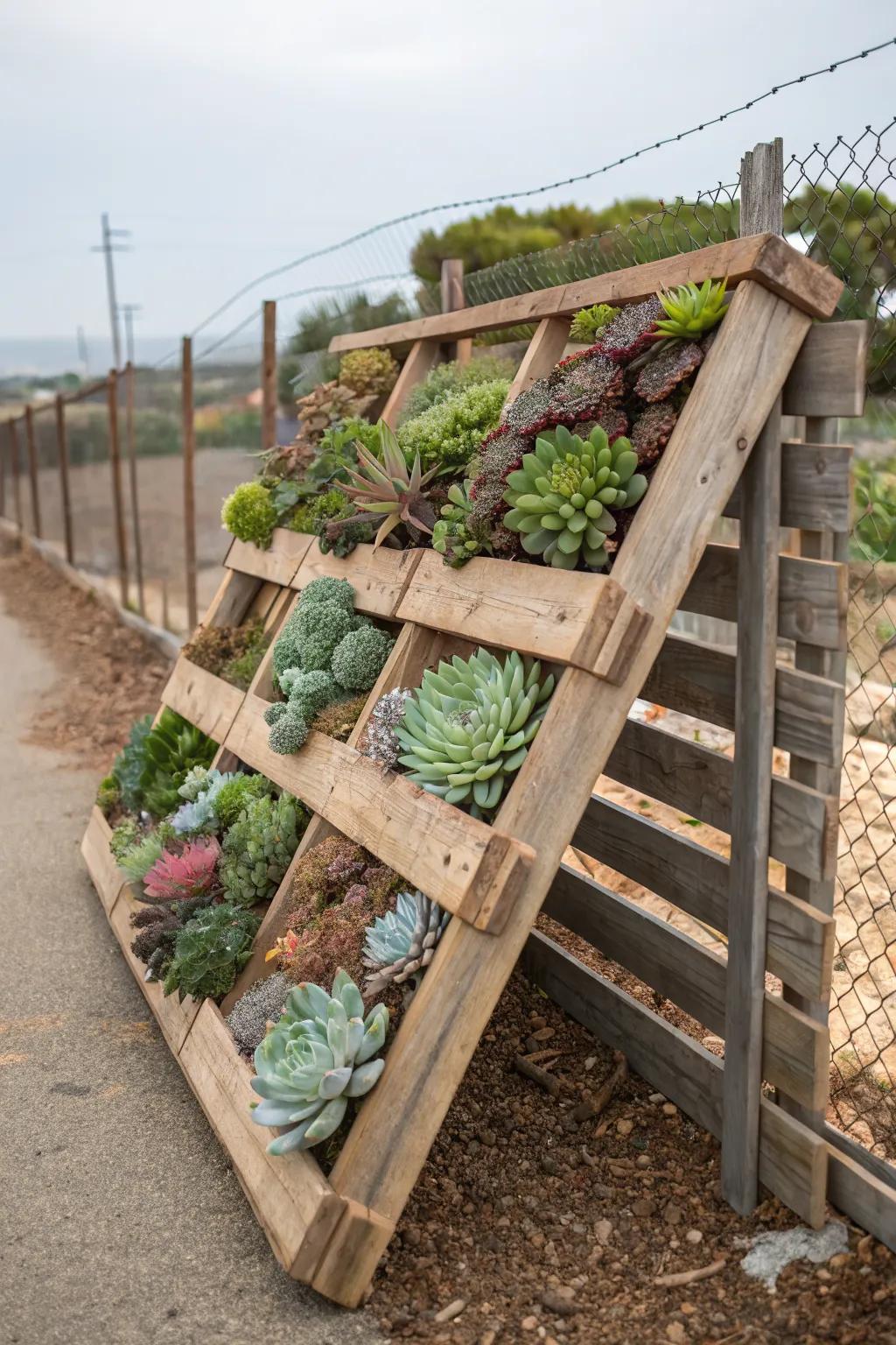 Display your succulents creatively with a pallet.