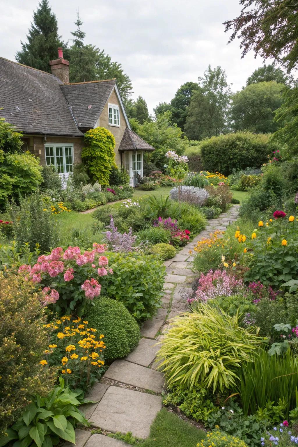 Seasonal plants ensure year-round interest and beauty.
