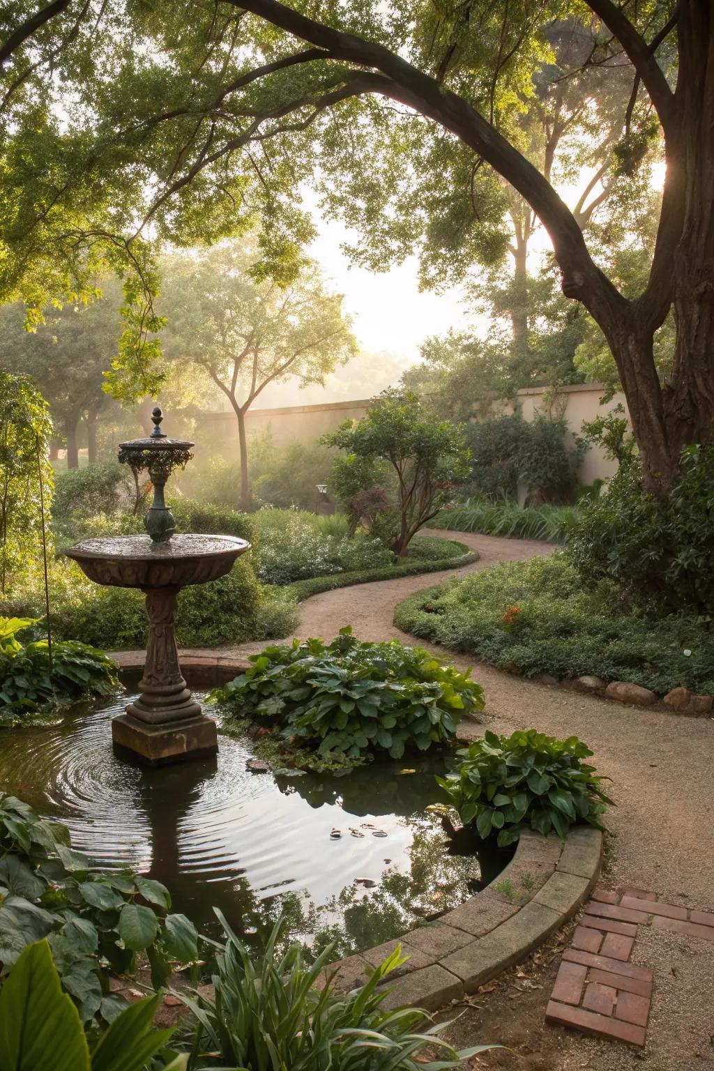 Water features bring peace and tranquility to gardens.