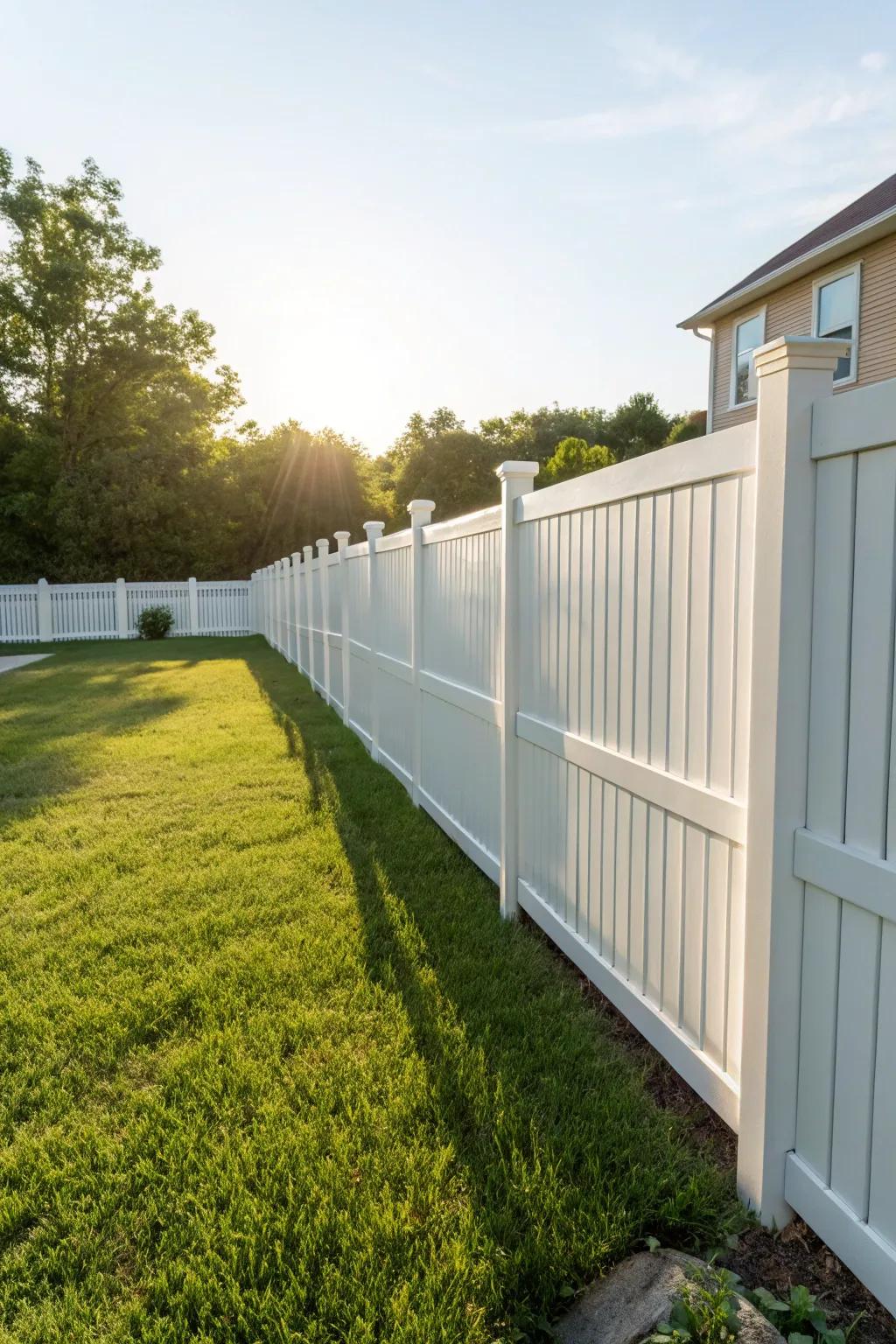 Vinyl fence for easy maintenance.
