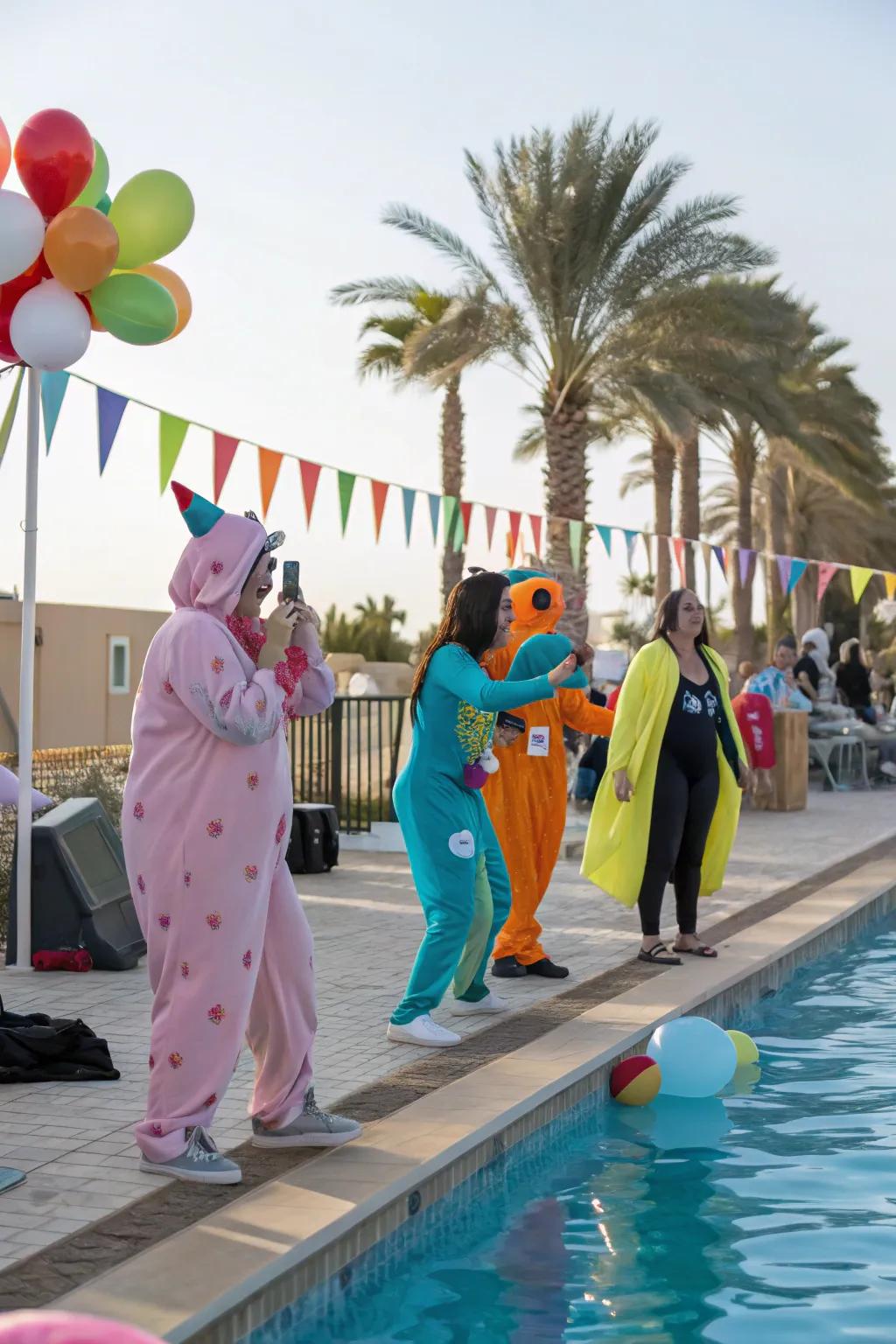 A lively costume contest with creative and fun outfits.