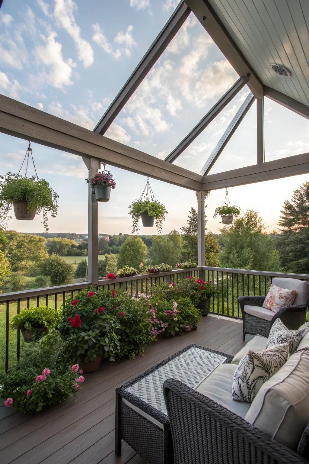 A screened-in porch offers comfort while staying connected to nature.