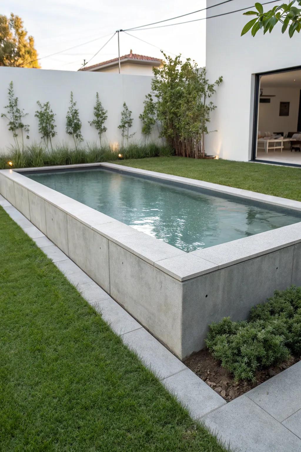 Concrete borders offer a sleek, modern touch to your pool area.