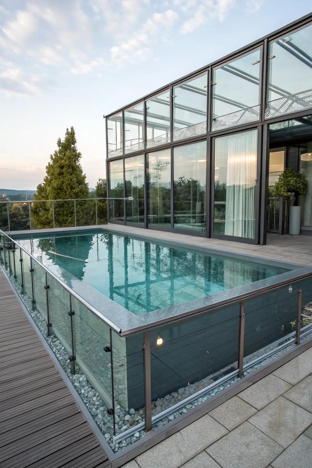 A chic pool design using versatile materials for a unique touch.