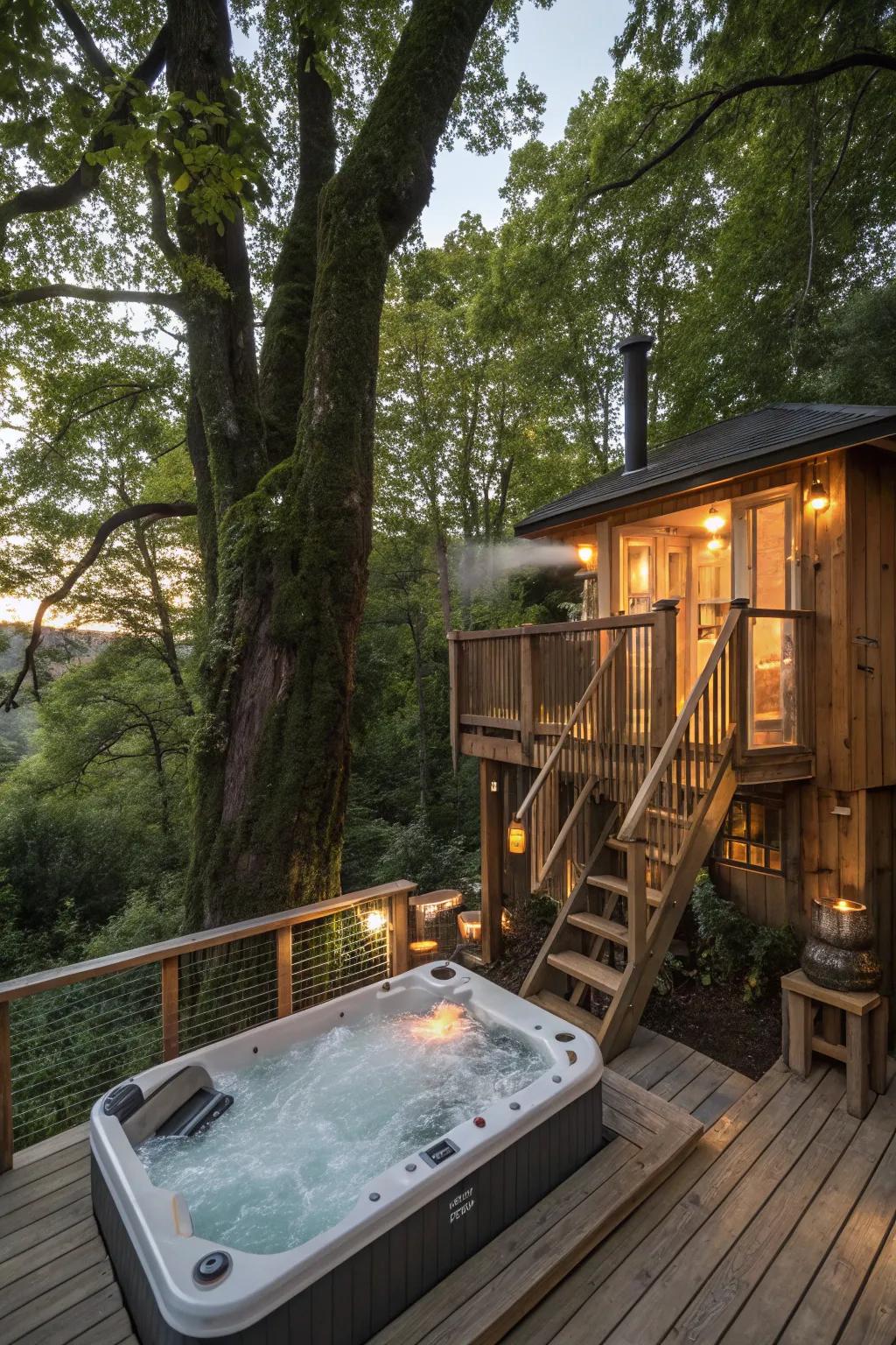 A treehouse spa offering an unparalleled relaxation experience.