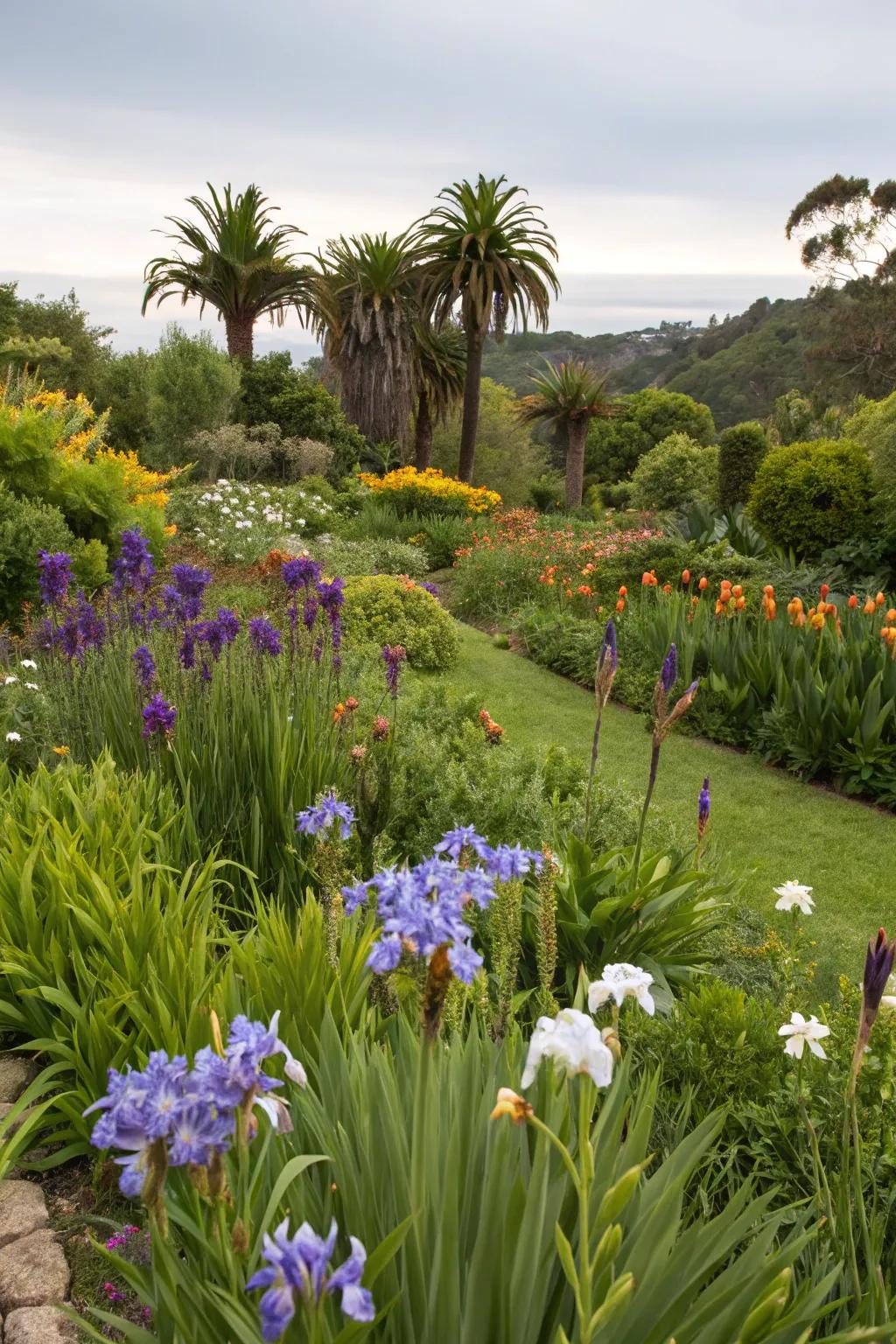 African irises blend beautifully with various plant companions.