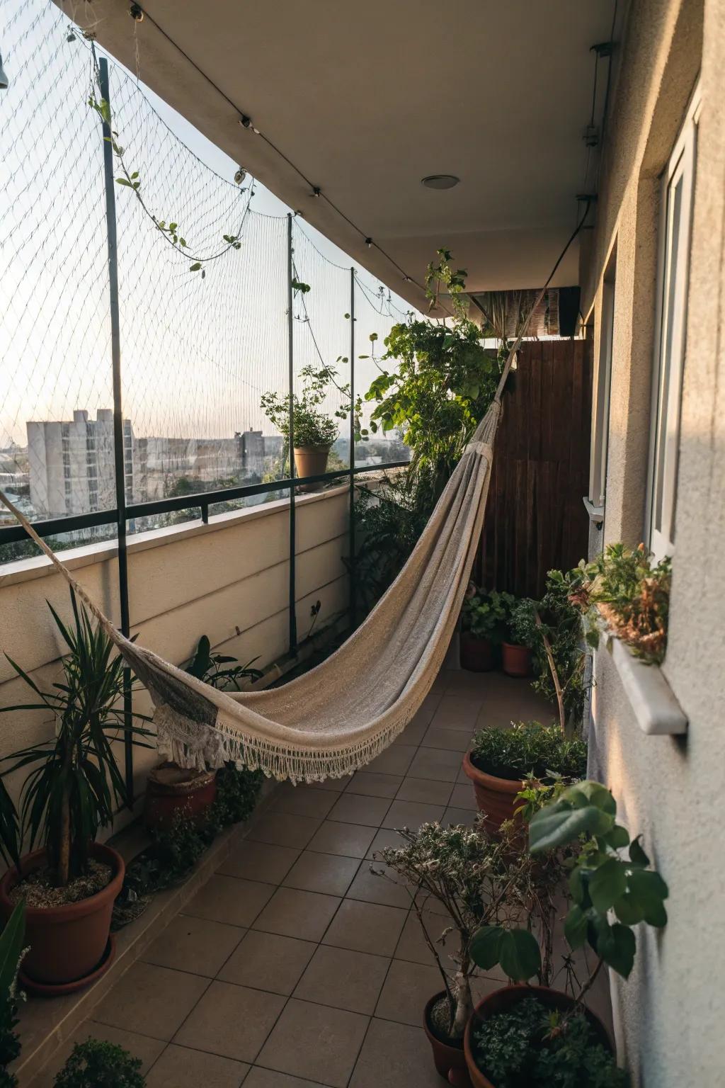 A hammock transforms your terrace into a relaxation haven.