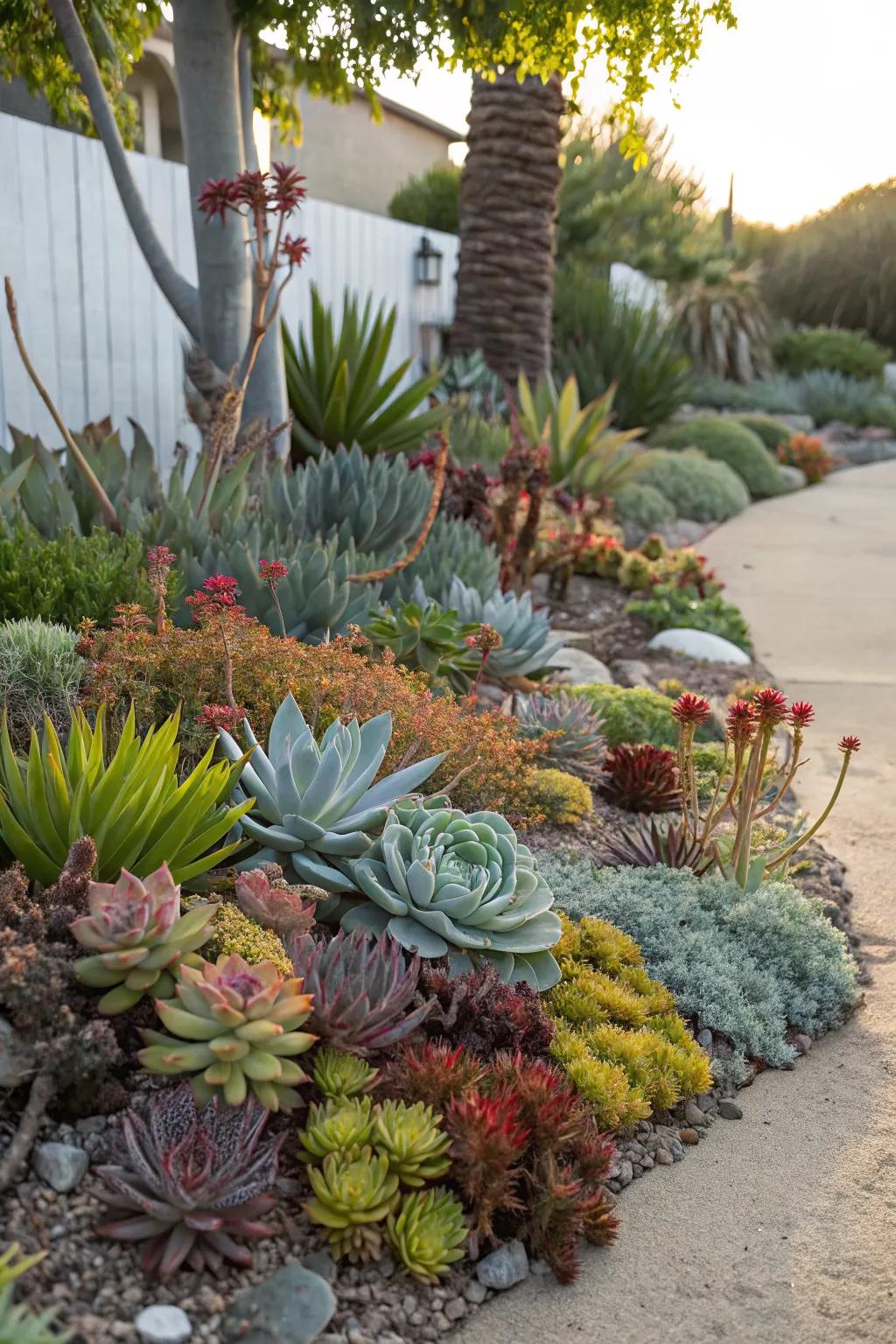 Succulents provide a low-maintenance, eye-catching garden.