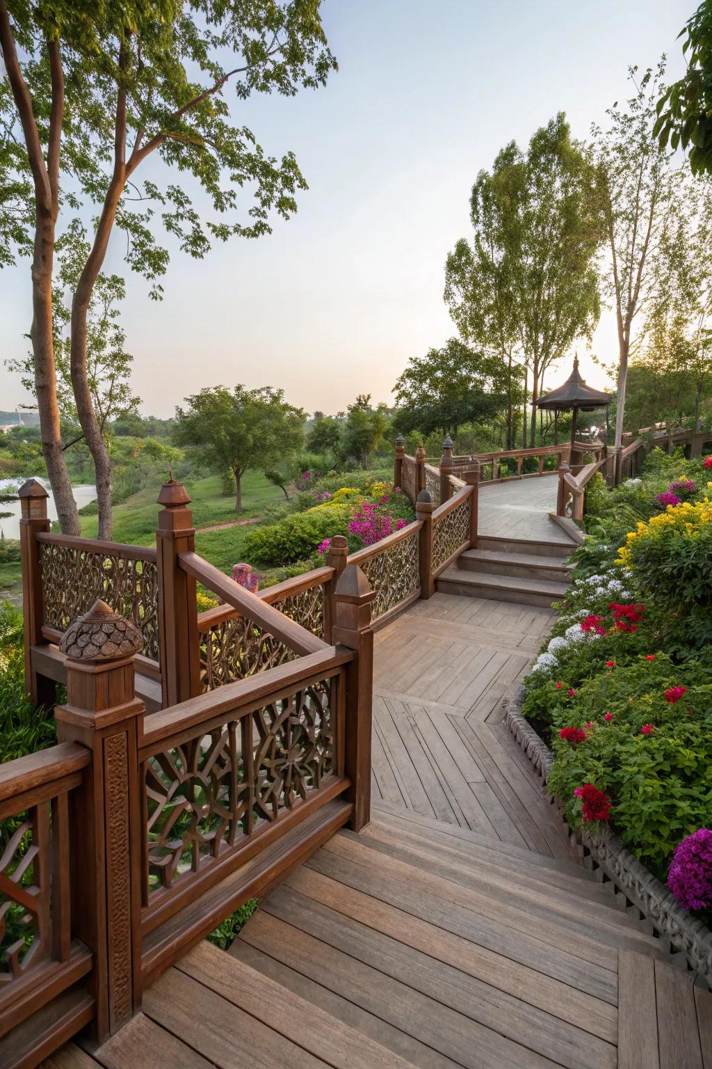 Enhance flow with artistic steps and pathways.