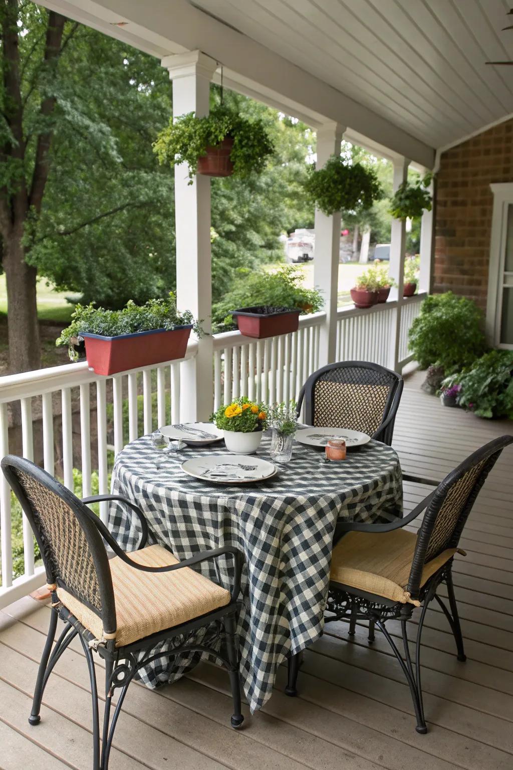 An outdoor dining area enhances your porch's functionality.