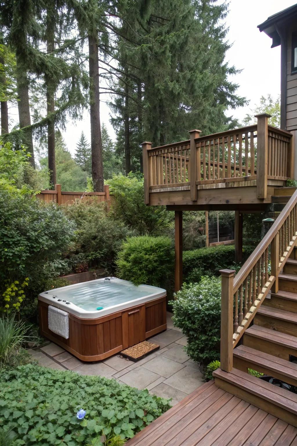 Create a relaxing hot tub nook on your deck.