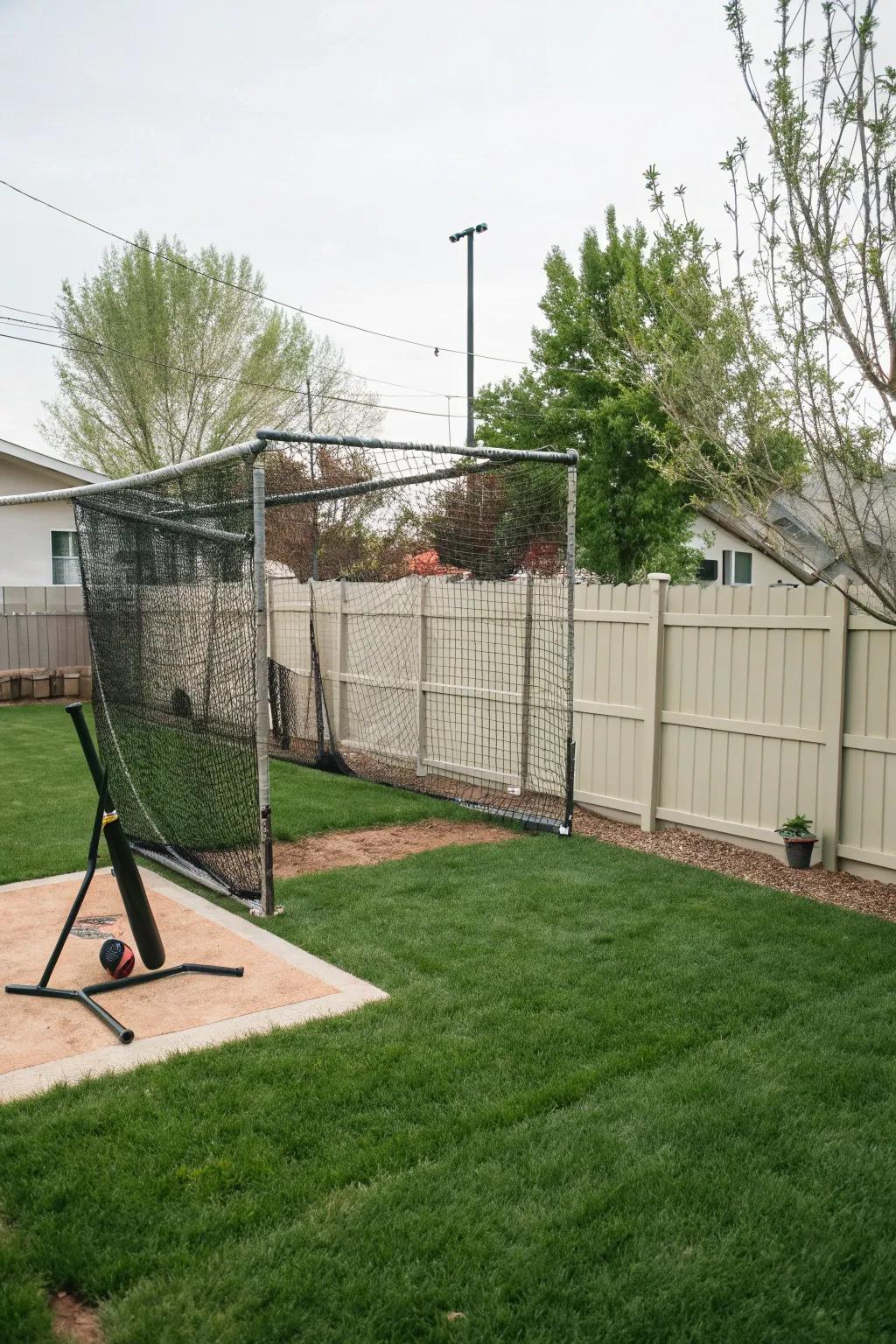 A batting area for perfecting your swing at home.