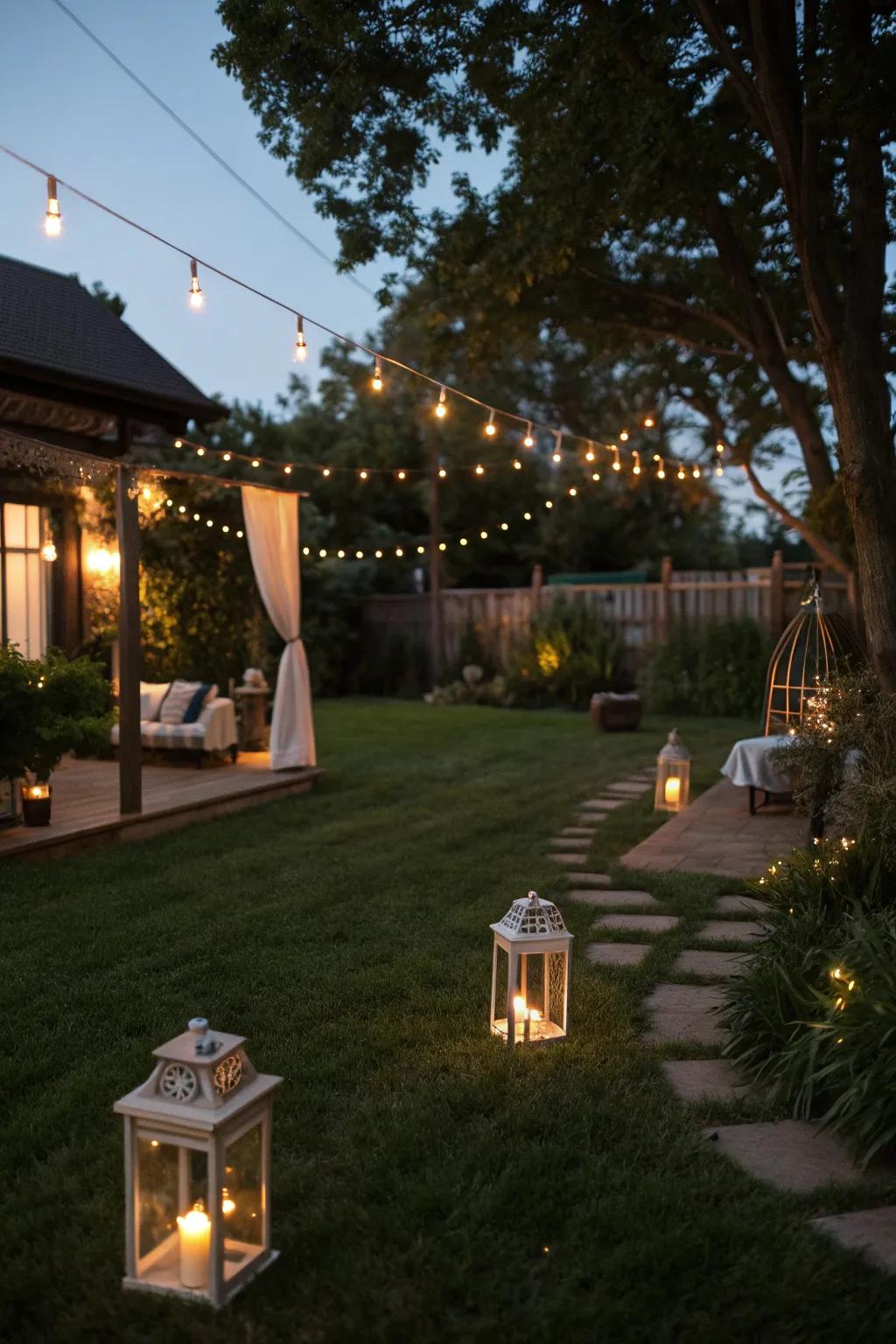 Ambient lighting transforms your space at night.