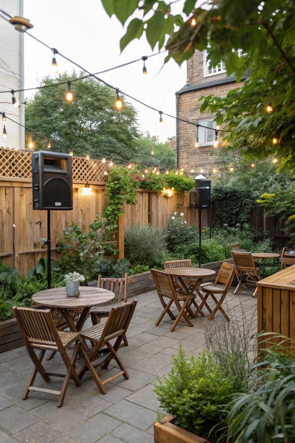 Music sets the mood for your beer garden gatherings.