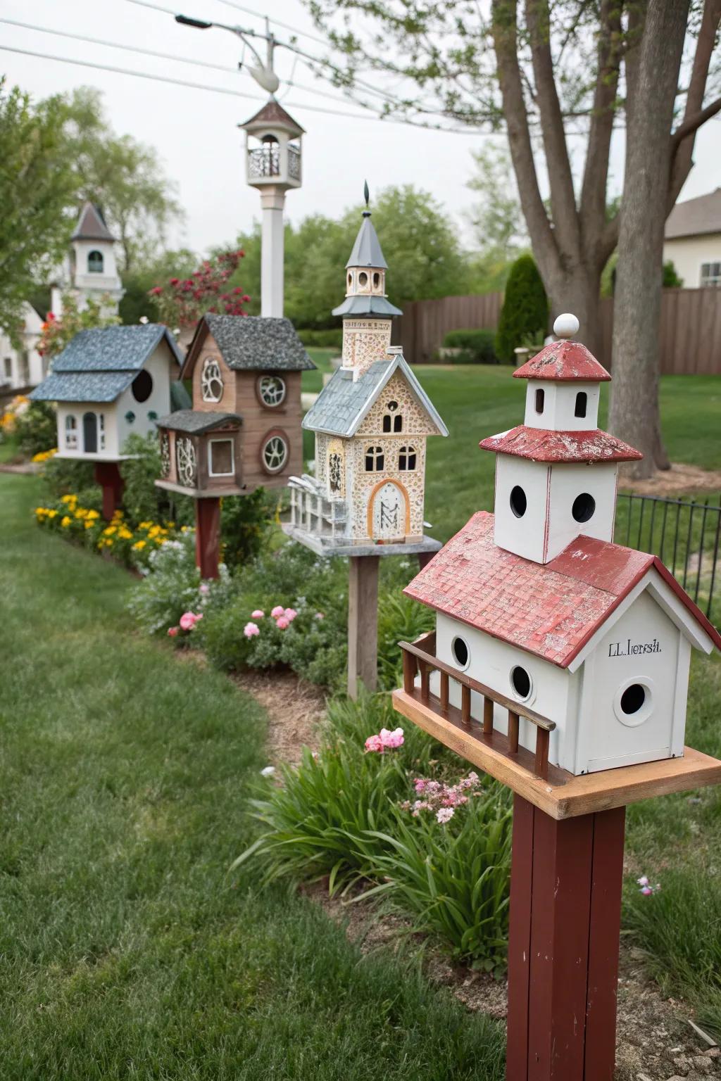 A bird village adds a whimsical touch to your sanctuary.