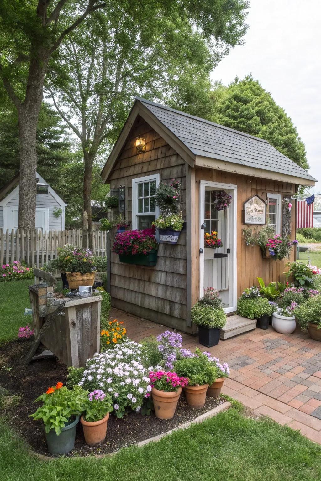 Personal touches like custom signs and potted plants add charm.