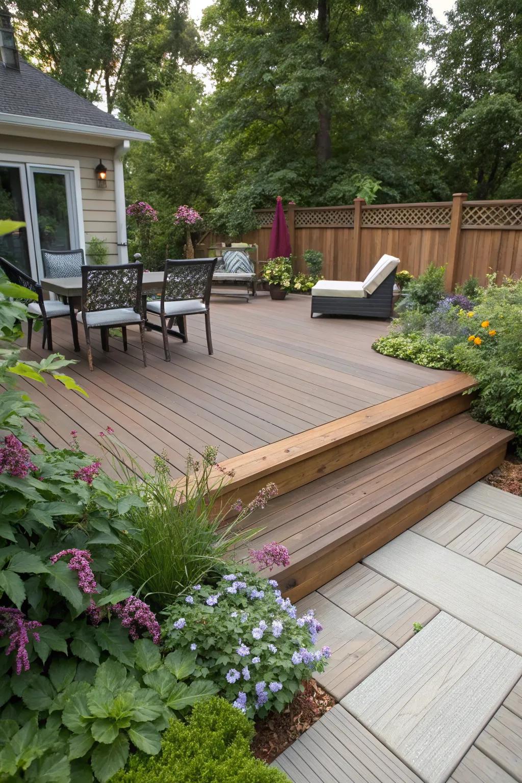 Varied materials add texture and interest to your deck.
