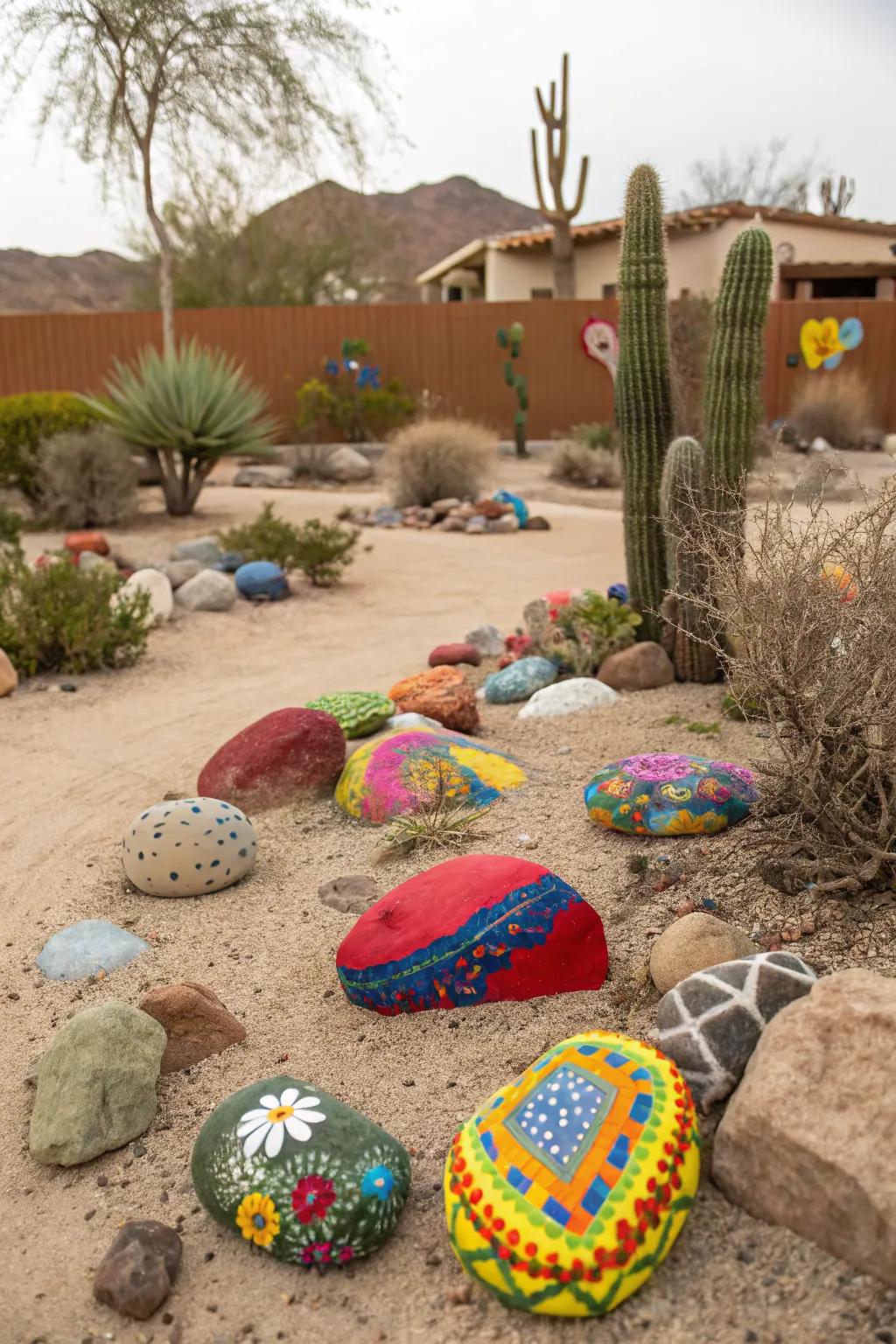 Painted rocks infuse personality and color into your garden.