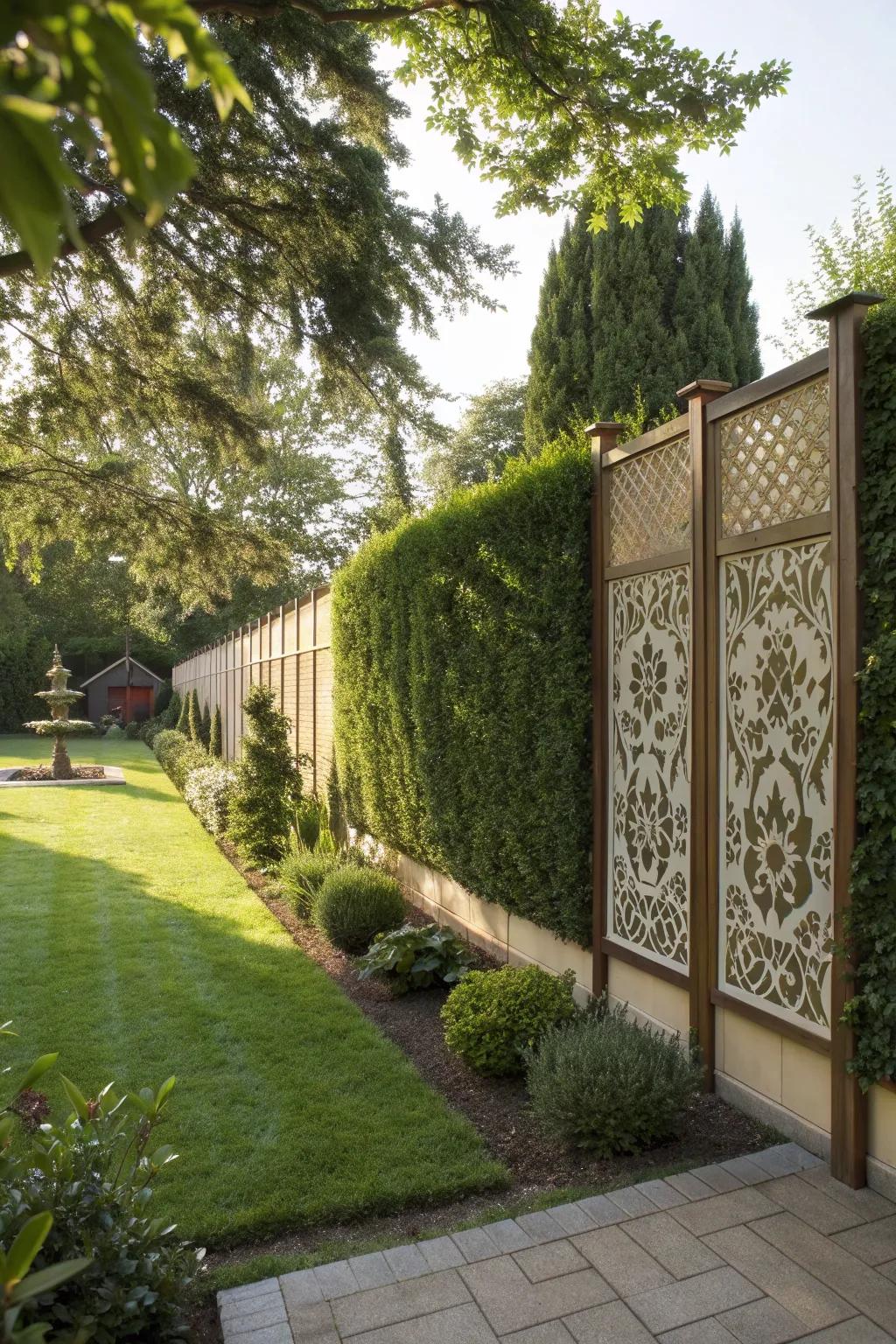 Enjoy a secluded backyard with lush privacy features.