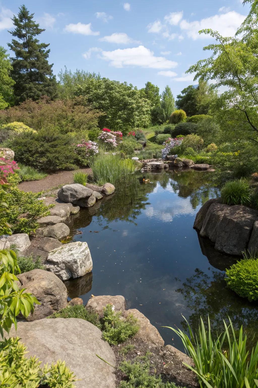 A tranquil garden pond adding serenity.
