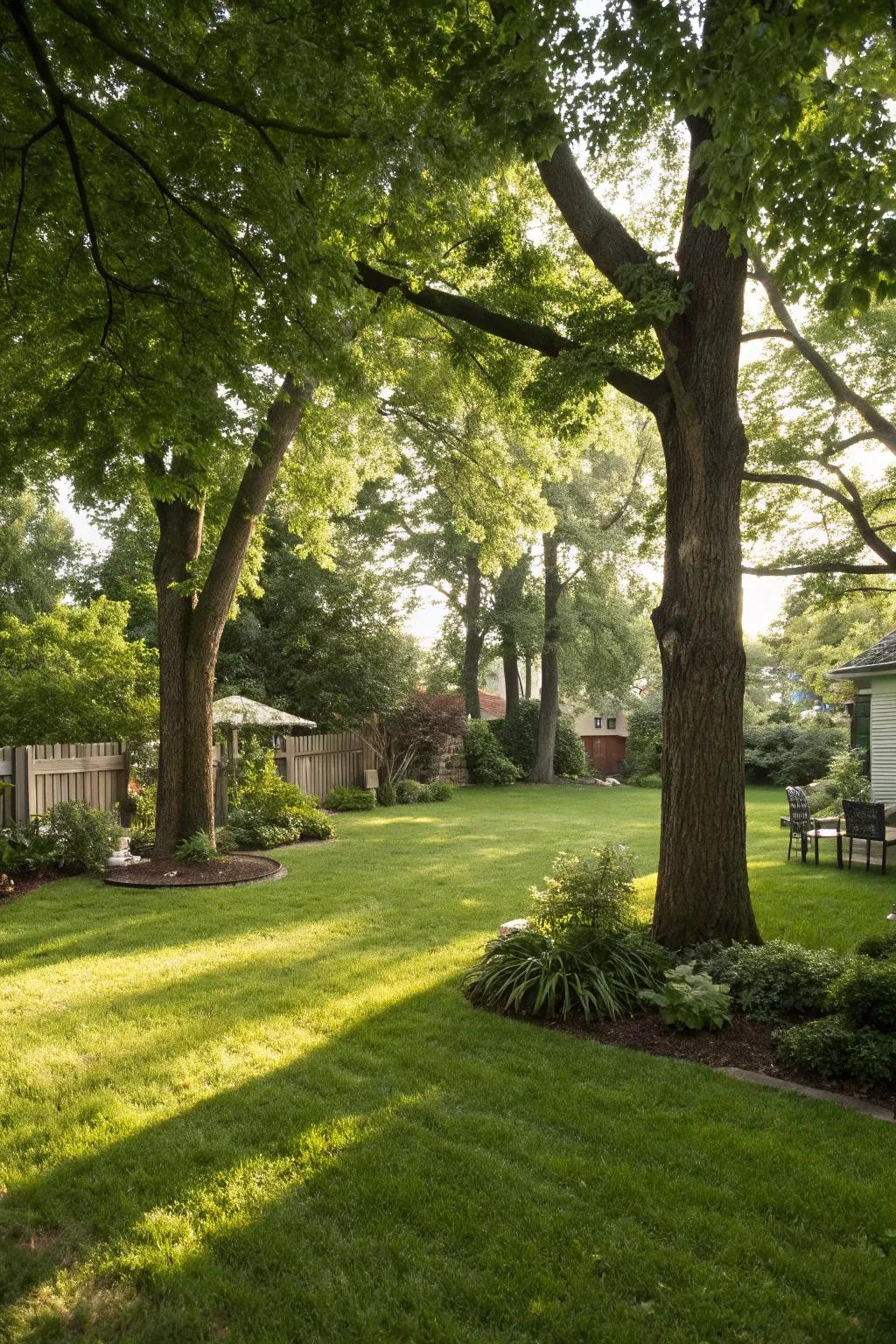 Trees provide natural shade and enhance the beauty of your lawn.
