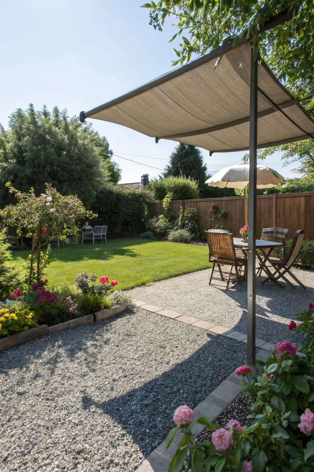 Stay cool under practical shade structures.
