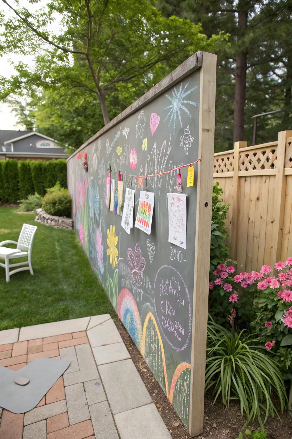 An engaging art wall encouraging creativity and expression.