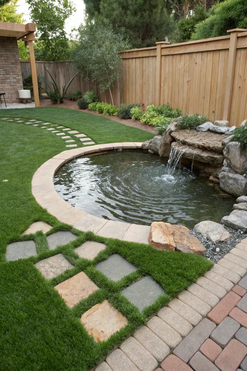 A water feature adds a touch of serenity to your outdoor space.