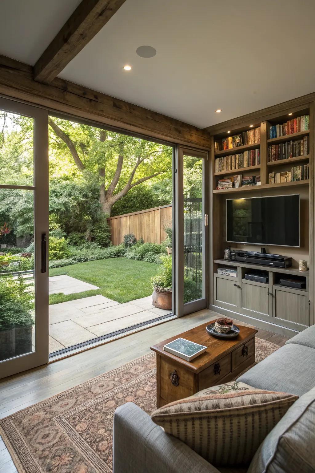 Glass features enhancing natural light and views.