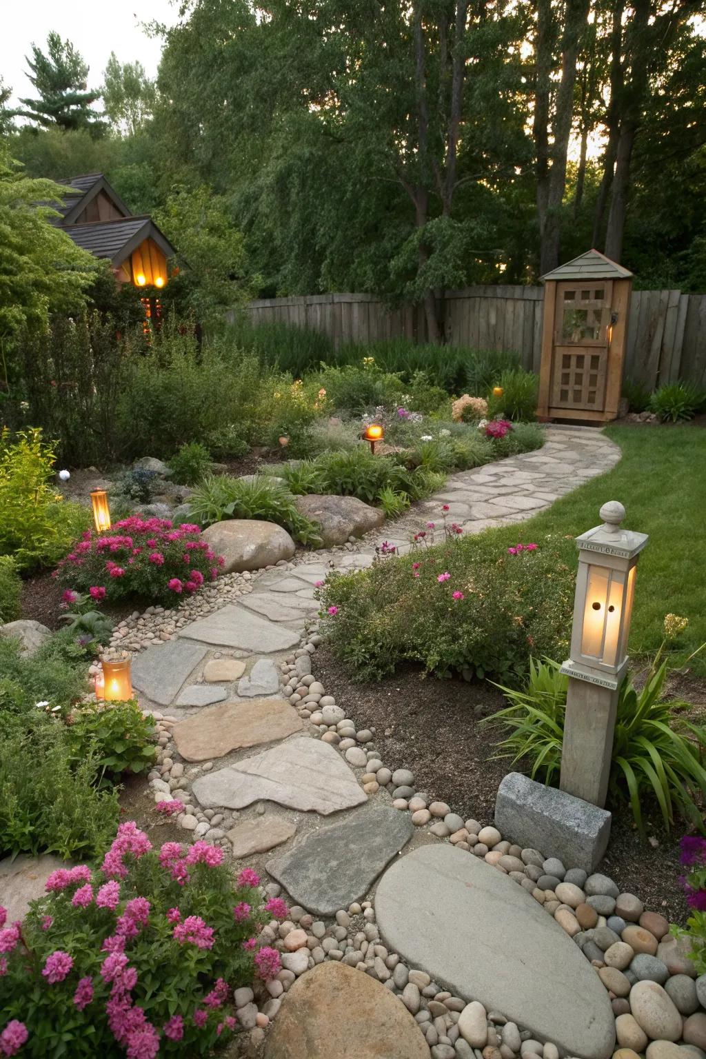 Natural stone elements blend seamlessly into the memorial garden landscape.