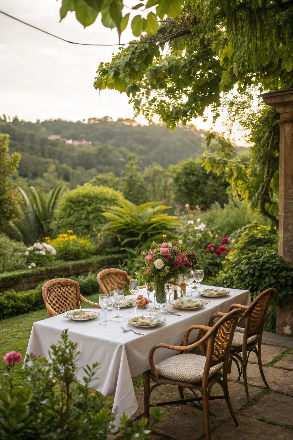 Outdoor dining spaces enhance the joy of meals in nature.