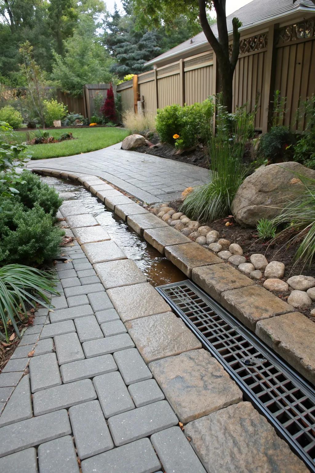Eco-friendly permeable paving solution in the backyard.