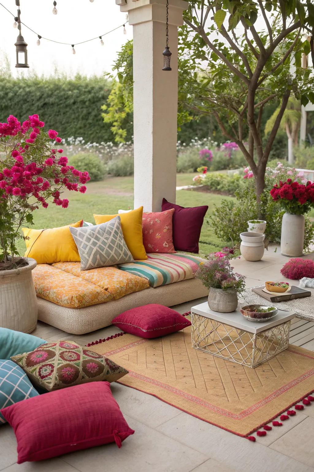 Textiles add warmth and style to your backyard.
