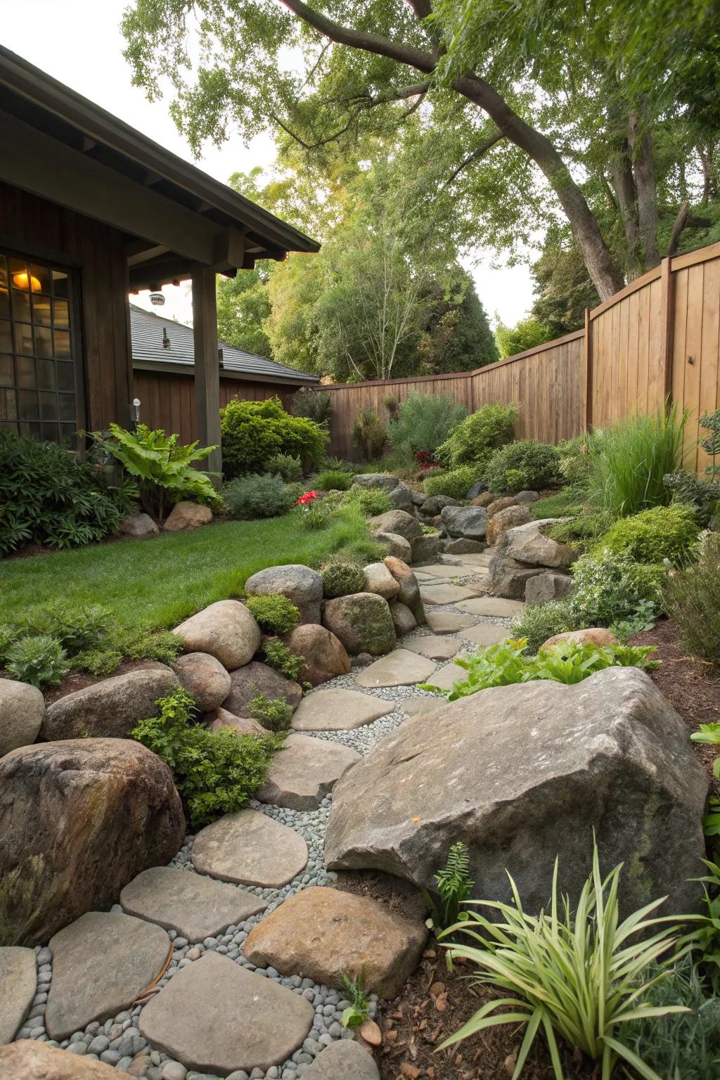 Create harmony with natural rock integration.