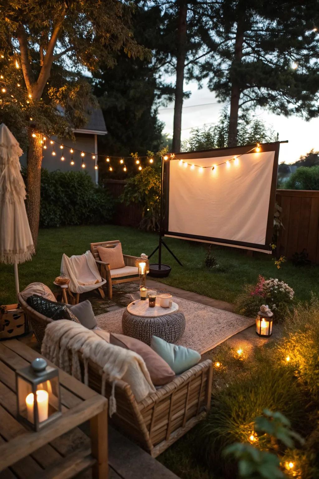 A backyard movie theater makes for magical nights.