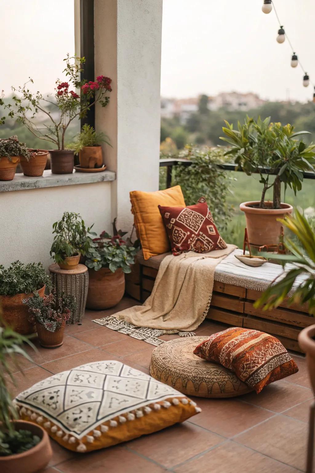 Enhance your patio's comfort with decorative touches.