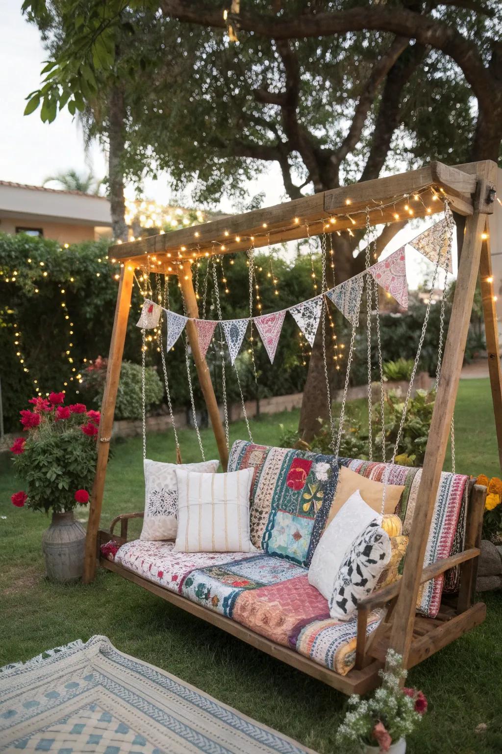 A personalized swing with unique style elements.