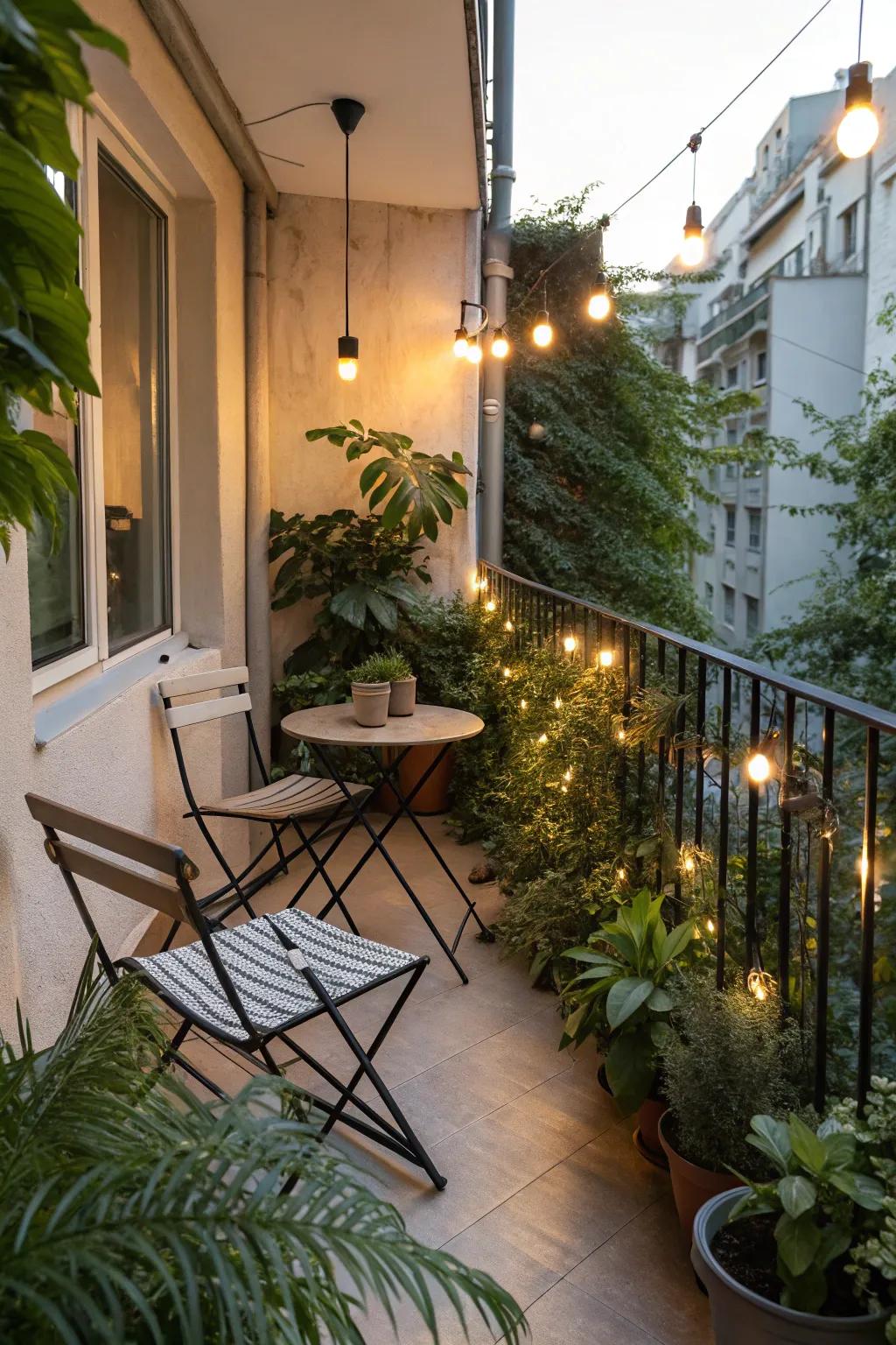 Foldable furniture offers versatility for any balcony setup.